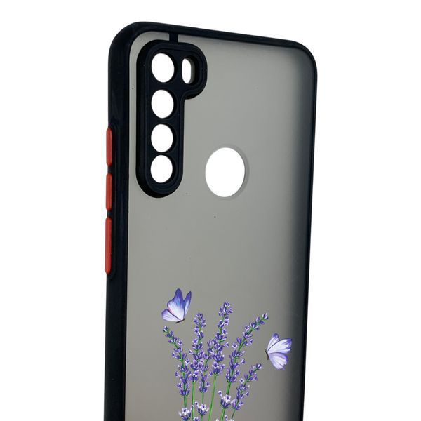 Чехол для телефона Xiaomi Redmi Note 8T с 3D принтом лаванда с бабочками с высокими бортами черный 0059332 фото