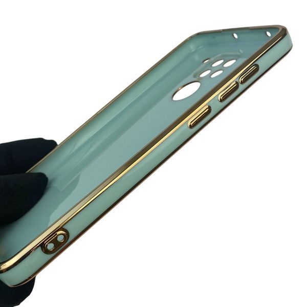 Чехол для Xiaomi Redmi Note 9 с защитой камеры с золотой окантовкой на редми нот 9 бирюзовый gs1 0020049 фото