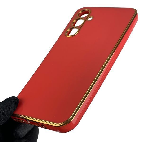 Чохол для Samsung Galaxy A54 5G SM-A546E глянсовий із золотою окантовкою із захистом камери на самсунг а54 червоний 0000114 фото