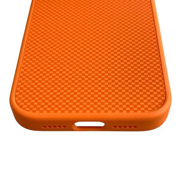 Чохол Kajsa Glamorous Mini Checkered для iPhone 17 Pro помаранчевий Orange Plus (MagSafe, металеве кільце камери, преміум) 0062026 фото