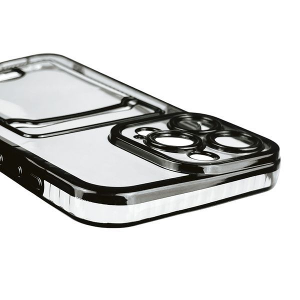 Чохол для Apple iPhone 15 Pro Max із чорною окантовкою з кишенькою для карток на айфон 15 про макс чорний 0013026 фото