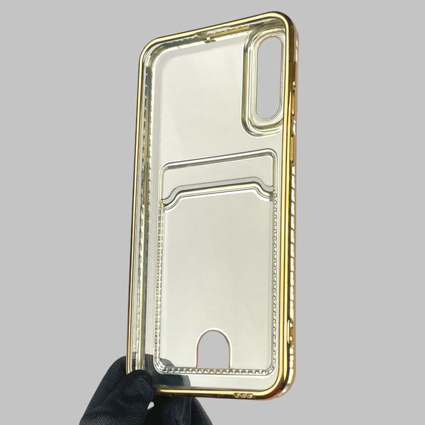 Чехол для Samsung Galaxy A50s (SM-A507F) с золотой окантовкой с карманом для карт на самсунг а50с золотой 0013209 фото