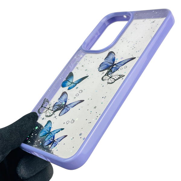 Чохол для Samsung Galaxy A36 5G (SM-A366U) з блискітками з метеликами на самсунг а36 5г бузковий 0037653 фото