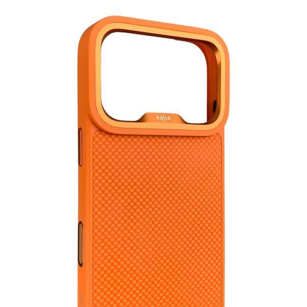 Чохол Kajsa Glamorous Mini Checkered для iPhone 17 Pro помаранчевий Orange Plus (MagSafe, металеве кільце камери, преміум) 0062026 фото