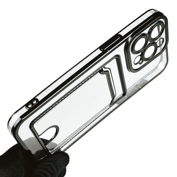 Чохол для Apple iPhone 15 Pro Max із чорною окантовкою з кишенькою для карток на айфон 15 про макс чорний 0013026 фото