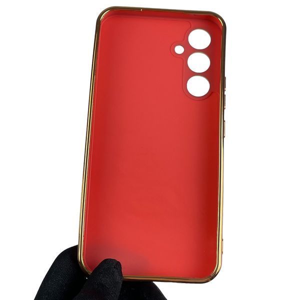 Чохол для Samsung Galaxy A54 5G SM-A546E глянсовий із золотою окантовкою із захистом камери на самсунг а54 червоний 0000114 фото