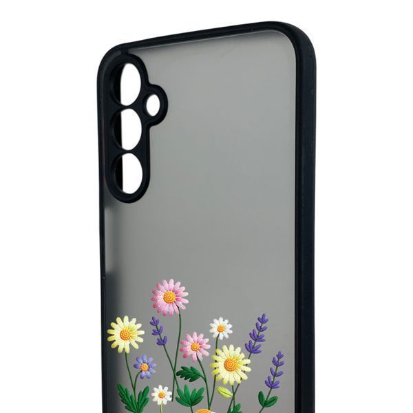 Чехол для телефона Samsung Galaxy A24 (SM-A245F) с 3D принтом полевые цветы с высокими бортами черный 0059282 фото