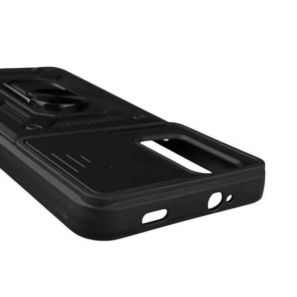 Чехол для Xiaomi Poco M3 бронированный с кольцом со шторкой на сяоми поко м3 чёрный rg1 0015900 фото