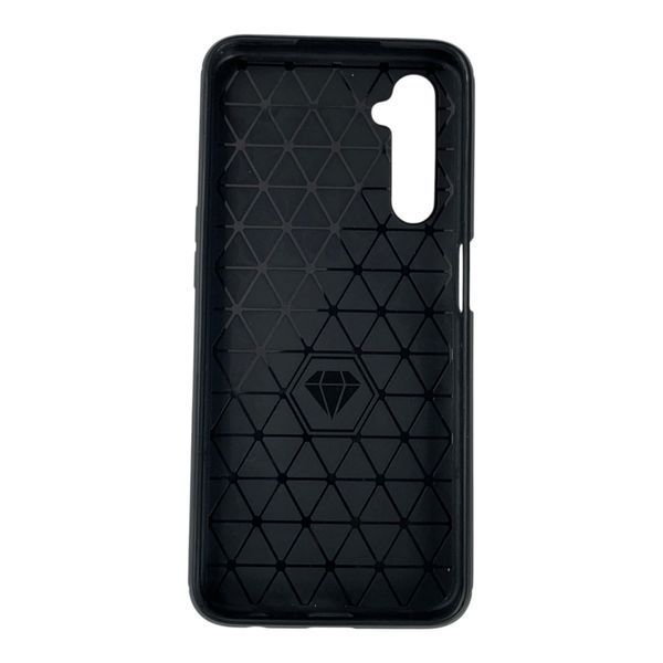 Чохол для телефона Realme 6 карбоновий протиударний з високими бортами чорний 0052070 фото