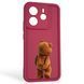 Чехол силиконовый оригинальный Soft Touch с 3D принтом смешного теда мишки для Xiaomi Redmi Note 14 4G EU бордовый (Полная защита камеры) 0049054 фото 1