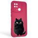 Чехол силиконовый оригинальный Soft Touch с 3D принтом злой котик для Xiaomi Redmi 10C малиновый (Полная защита камеры) 0046632 фото 1