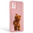 Чехол силиконовый Soft Touch с 3D принтом смешного теда мишки для Samsung Galaxy A71 (SM-A715F) розовый (Полная защита камеры)