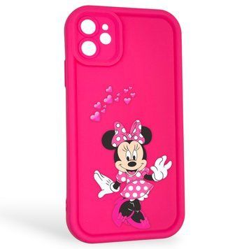 Чохол силіконовий оригінальний Soft Touch з 3D принтом чарівна мінні маус для Apple iPhone 11 малиновий (Повний захист камери) 0049489 фото