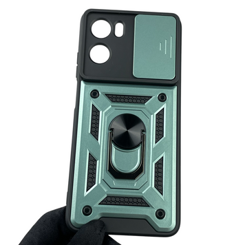 Чехол для Motorola G05 бронированный с кольцом со шторкой на моторола г05 зелёный rg1 0015630 фото