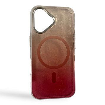 Чехол MagSafe для Apple iPhone 16 красный (прозрачный с блёстками, градиент) 0063928 фото