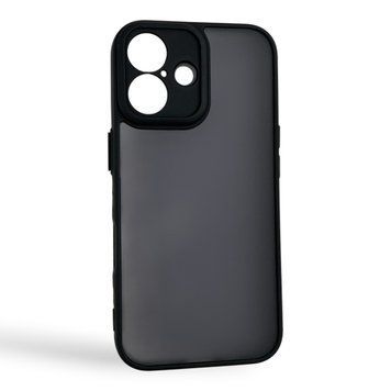Чехол для iPhone 16 черный матовый полупрозрачный (бампер, защита камеры) 0062227 фото