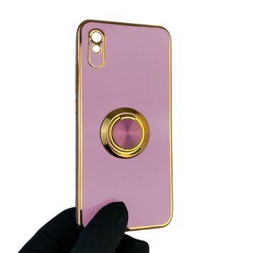 Чехол для Xiaomi Redmi 9A с кольцом-подставкой с золотой окантовкой на редми 9а черничный gs1 0020826 фото