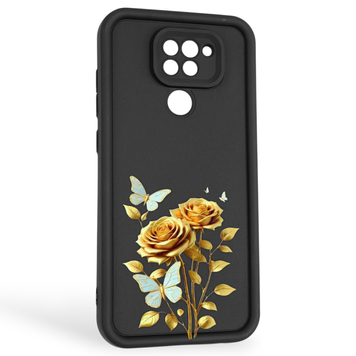 Чехол силиконовый Soft Touch с 3D принтом женским для Xiaomi Redmi Note 9 черный (Полная защита камеры) 0043159 фото