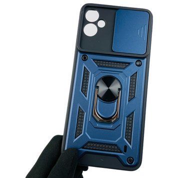 Чехол для Samsung Galaxy A05 SM-A055 бронированный с кольцом со шторкой на самсунг а05 тёмно-синий 0001356 фото