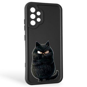 Чехол силиконовый оригинальный Soft Touch с 3D принтом злой котик для Samsung Galaxy A32 4G (SM-A325F) черный (Полная защита камеры) 0046482 фото