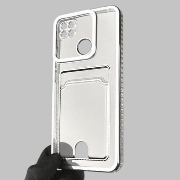 Чехол для Xiaomi Redmi 9C с серебряной окантовкой с карманом для карт на сяоми редми 9с серебряный 0013142 фото