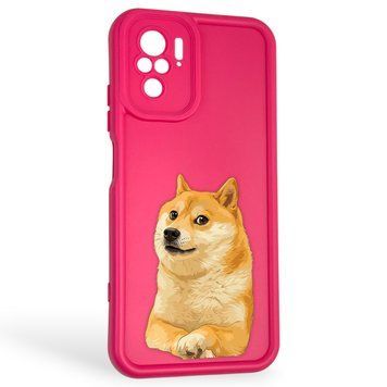 Чехол силиконовый оригинальный Soft Touch с 3D принтом мема сибу для Xiaomi Poco M5s малиновый (Полная защита камеры) 0047869 фото