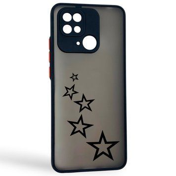 Чохол для телефона Xiaomi POCO C40 с 3D принтом зірочки із захистом камери чорний 0059233 фото