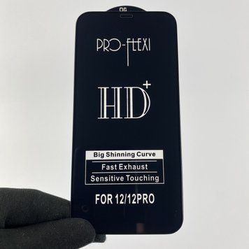 Захисне скло для телефону Apple iPhone 12 Pro протиударне повноекранне на айфон 12 про чорне 0001070 фото