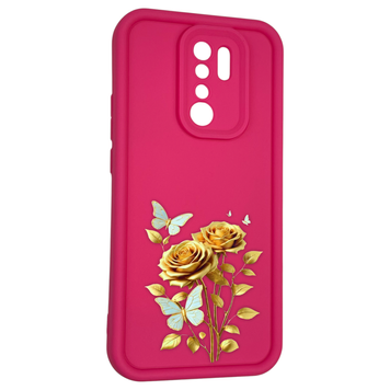 Чохол силіконовий Soft Touch з 3D принтом жіночим для Xiaomi Redmi 9 малиновий (Повний захист камери) 0042969 фото