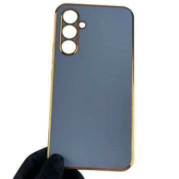 Чохол для Samsung Galaxy A54 5G SM-A546E глянсовий із золотою окантовкою із захистом камери на самсунг а54 синій 0000115 фото