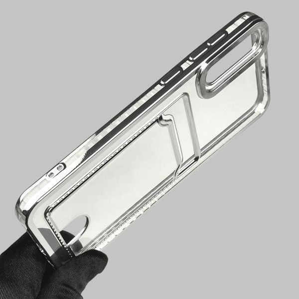 Чехол для Samsung Galaxy A30s (SM-A307F) с серебряной окантовкой с карманом на самсунг а30с серебряный 0013088 фото