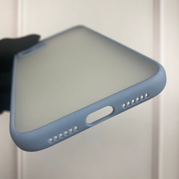 Чехол для Apple iPhone 11 противоударный матовый с высокими бортами с защитой камеры на айфон 11 голубой 0000315 фото