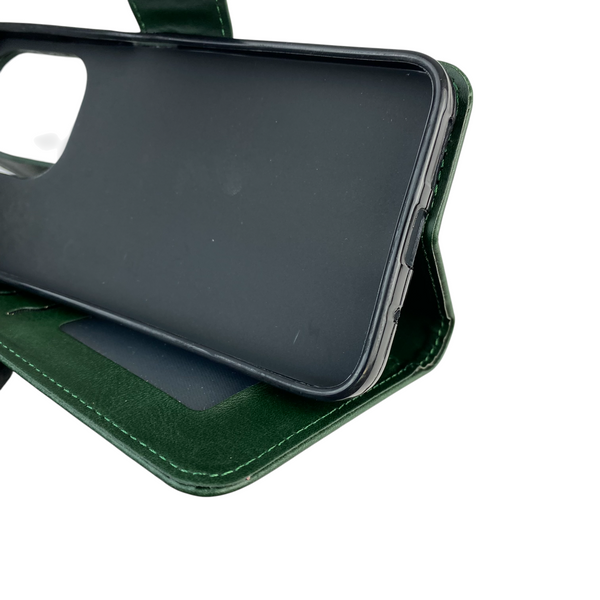 Чехол-книжка для телефона Xiaomi POCO M6 4G кожанная с магнитной застежкой на сяомі поко м6 4г зеленая 0025581 фото