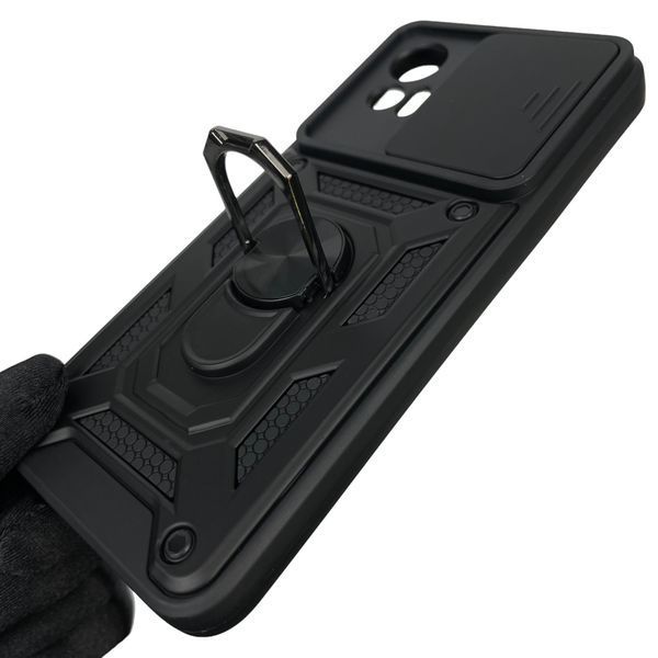 Чохол для Motorola Edge 30 Neo PAV00005PL броньований з кільцем зі шторкою на камеру на моторола едж 30 нео чорний 0001770 фото