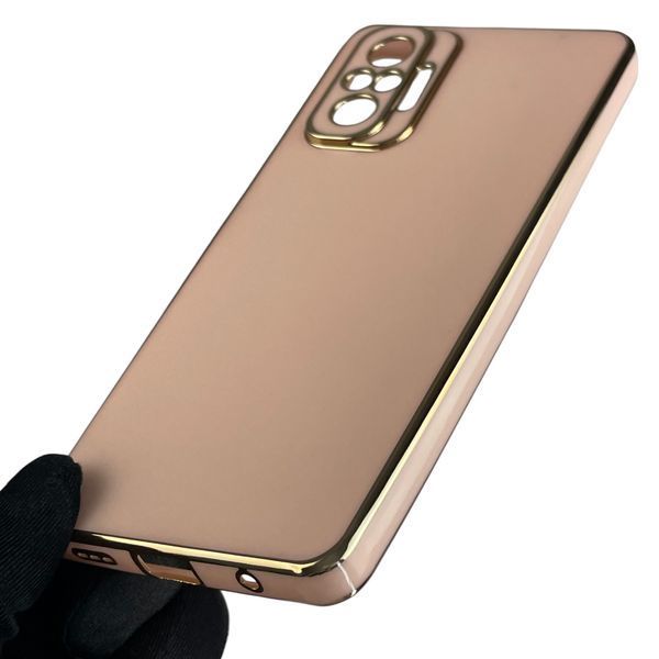 Чохол для Xiaomi Redmi Note 10 Pro 4G глянсовий із золотою окантовкою із захистом камери на сяомі редмі нот 10 0008340 фото
