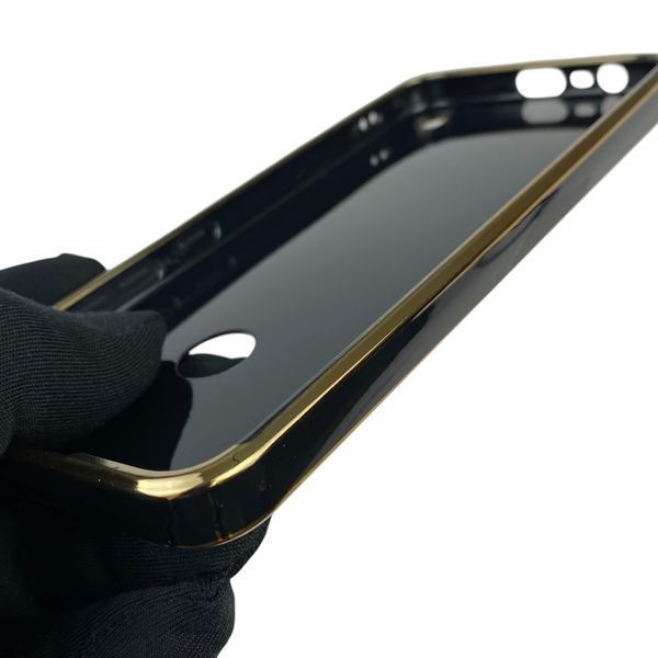 Чохол для Realme C21Y з кільцем-підставкою із золотою окантовкою на реалмі с21у чорний gs1 0020509 фото