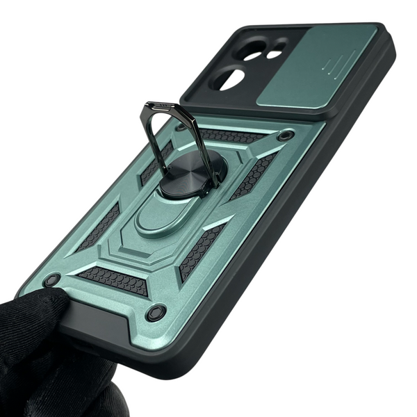 Чехол для Motorola G05 бронированный с кольцом со шторкой на моторола г05 зелёный rg1 0015630 фото