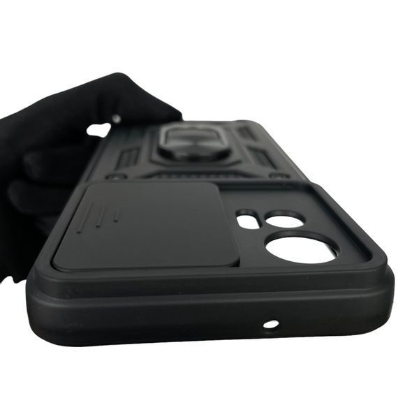 Чохол для Motorola Edge 30 Neo PAV00005PL броньований з кільцем зі шторкою на камеру на моторола едж 30 нео чорний 0001770 фото