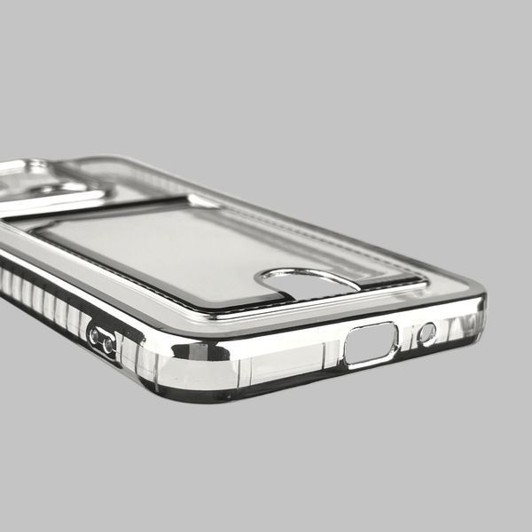 Чехол для Xiaomi Redmi 9C с серебряной окантовкой с карманом для карт на сяоми редми 9с серебряный 0013142 фото