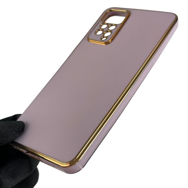 Чехол для Xiaomi Redmi Note 12 Pro 4G с золотой окантовкой защитой камеры на сяоми редми нот 12 про сиреневый 0007893 фото