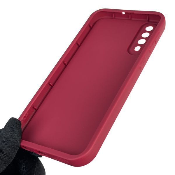 Чехол силиконовый оригинальный Soft Touch с 3D принтом смешного теда мишки для Samsung Galaxy A50s (SM-A507F) бордовый (Полная защита камеры) 0048654 фото