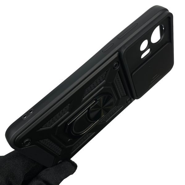 Чохол для Motorola Edge 30 Neo PAV00005PL броньований з кільцем зі шторкою на камеру на моторола едж 30 нео чорний 0001770 фото