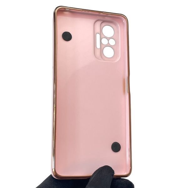 Чехол для телефона Xiaomi Redmi Note 10 Pro 4G женский с ремешком и украшениями и золотой окантовкой на сяоми редми нот 10 про 4г пудровый gs1 0016267 фото