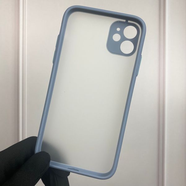 Чехол для Apple iPhone 11 противоударный матовый с высокими бортами с защитой камеры на айфон 11 голубой 0000315 фото