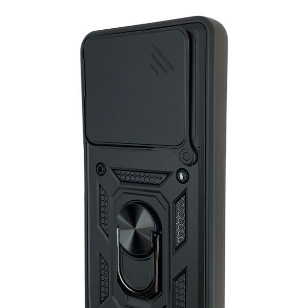 Чехол со шторкой камеры для ZTE Nubia V70 черный (кольцо-подставка, бронированный) 0059763 фото