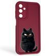 Чехол силиконовый Soft Touch с 3D принтом злой котик для Samsung Galaxy A25 5G (SM-A256B) бордовый (Полная защита камеры)