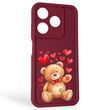 Чехол силиконовый Soft Touch с 3D принтом милый мишка для TECNO Spark 10C (KI5m) бордовый (Полная защита камеры)