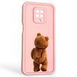 Чохол силіконовий оригінальний Soft Touch з 3D принтом кумедний тед ведмідик для Xiaomi Redmi Note 9s рожевий (Повний захист камери) 0049107 фото