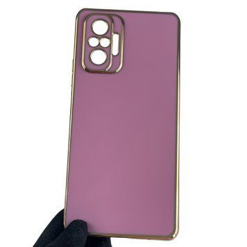 Чехол для Xiaomi Redmi Note 10 Pro 4G с золотой окантовкой защитой камеры на сяоми редми нот 10 про черничный 0008339 фото