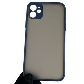 Чохол для Apple iPhone 11 протиударний матовий напівпрозорий з високими бортами із захистом камери на айфон 11 синій 0000316 фото
